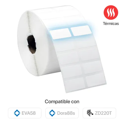 Rollo de etiquetas térmicas 27 mm × 13 mm (2 al paso)