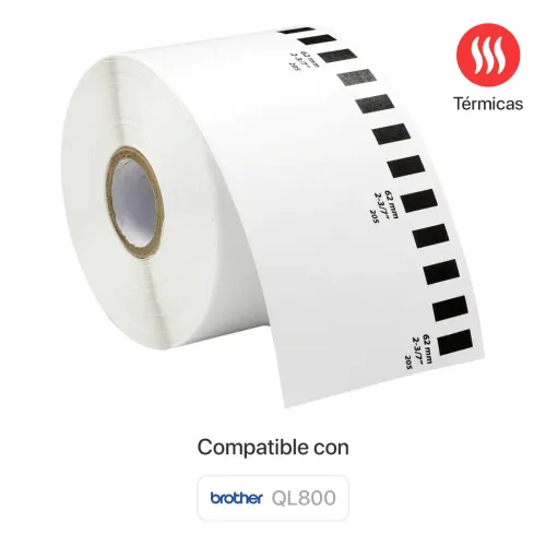 Rollo de etiquetas térmicas 62 mm × 30 m