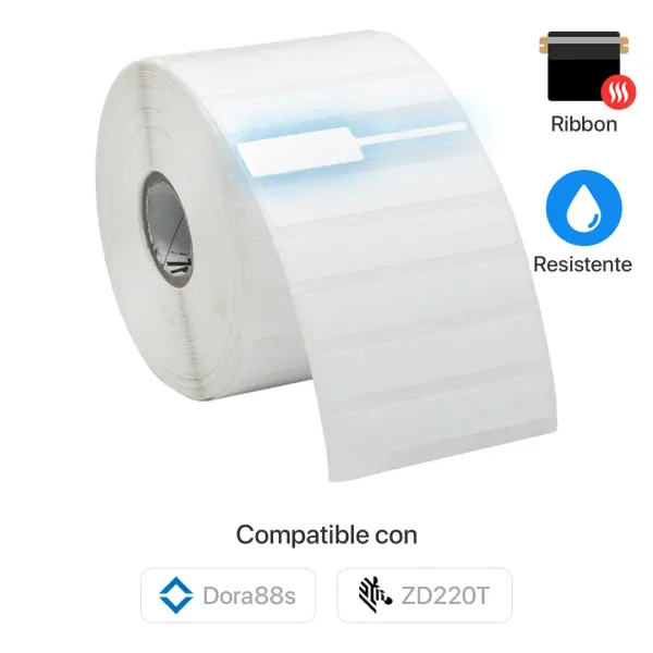 Rollo de etiquetas cola de rata 63 mm × 11 mm